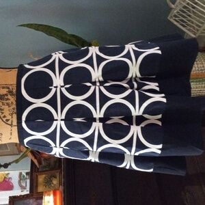 Ann Taylor Navy Blue and White Nautical Circle Print Box Pleated A-line Skirt